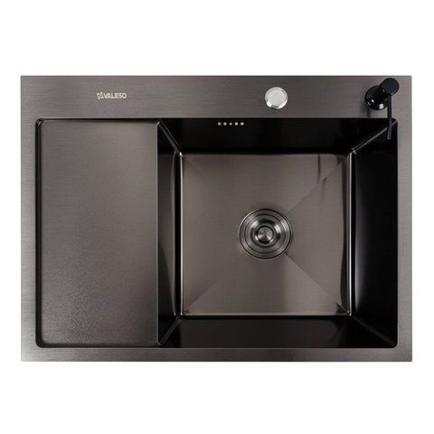 Кухонна мийка CM 65*50 R чорна PVD VALESO Handmade (круглий сифон 3,0/0,8) 45902 фото