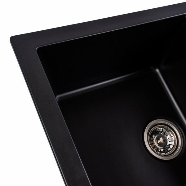 Гранітна мийка для кухні Platinum 7850 TROYA матова Чорна 3268 фото