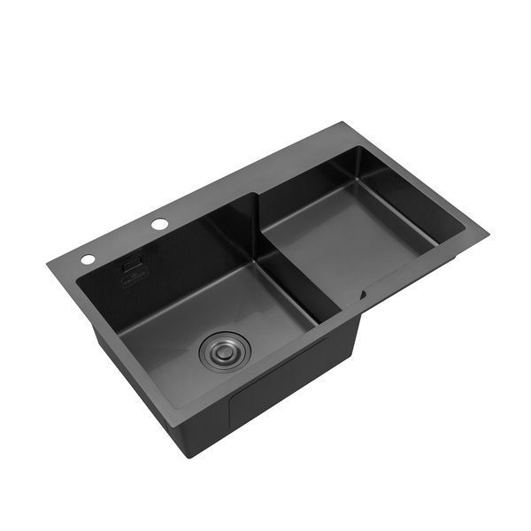 Кухонна мийка Kroner KRP Schwarze - 7848LHM PVD (3.0/1.0 мм) CV030023 фото