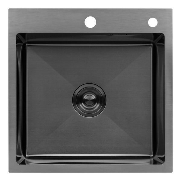 Комплект кухонной мойки Kroner KRP Schwarze 50х50HM PVD ST07 Grafite SL43840 фото