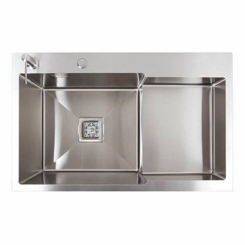 Кухонна мийка 78*50С L нержавійка Platinum Handmade (поглиблена полиця, 3.0/1.0 мм) 42177 фото