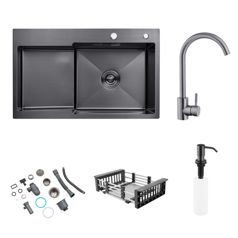 Комплект кухонної мийки KRP Schwarze RHM PVD - 7848 ST41421 фото