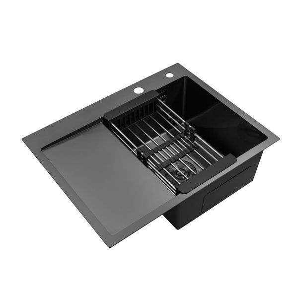Кухонная мойка Kroner KRP Schwarze - 6350RHM PVD (3.0/1.0 мм) CV031323 фото