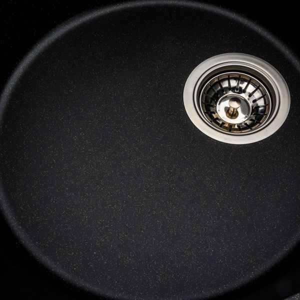Гранітна мийка для кухні Platinum 5847 ONYX матова (чорна Gold) 38977 фото
