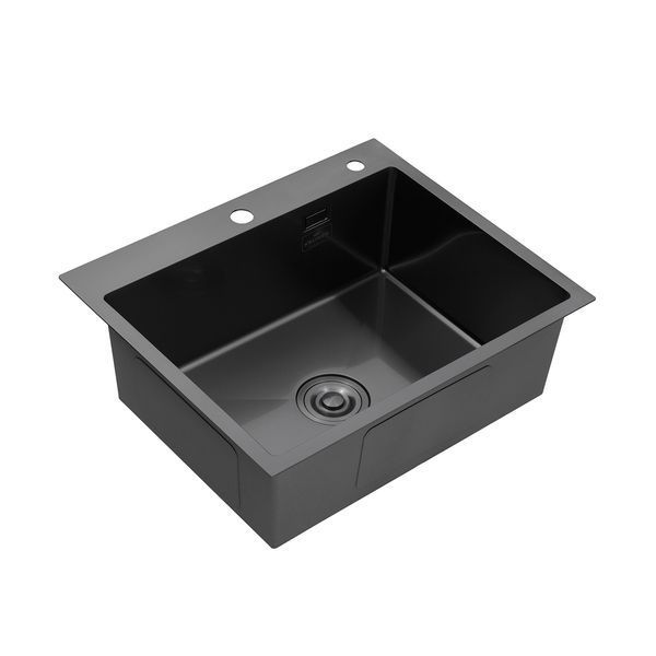 Кухонна мийка Kroner KRP Schwarze - 6050HM PVD (3.0/1.0 мм) CV025260 фото