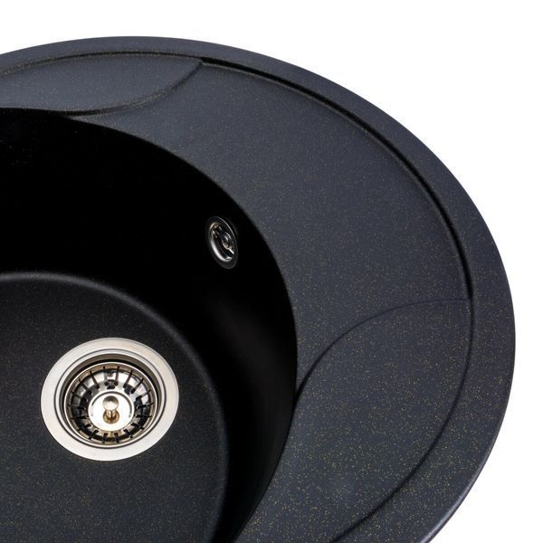 Гранітна мийка для кухні Platinum 5847 ONYX матова (чорна Gold) 38977 фото