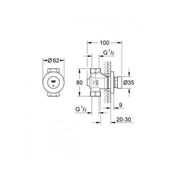Натискний автоматичний вентиль Grohe Euroeco Cosmopolitan T 36268000 CV036235 фото