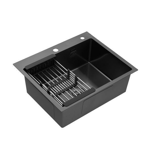 Кухонна мийка Kroner KRP Schwarze - 6050HM PVD (3.0/1.0 мм) CV025260 фото