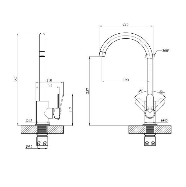 Смеситель для кухни Agua Elposo-INOX035AM CV035456 фото