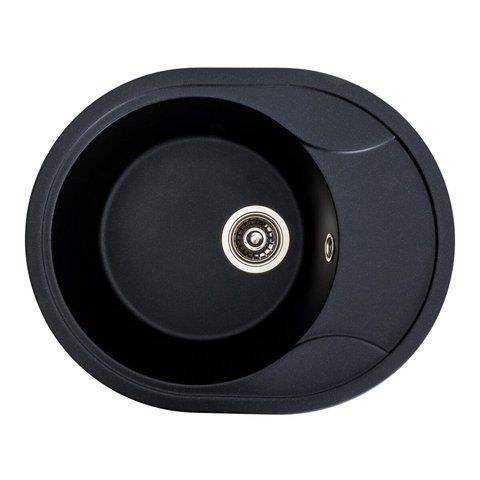 Гранітна мийка для кухні Platinum 5847 ONYX матова (чорний металік) 38978 фото