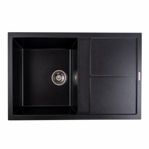 Гранітна мийка для кухні Platinum 7950 Selena матова Чорний металік 4029 фото