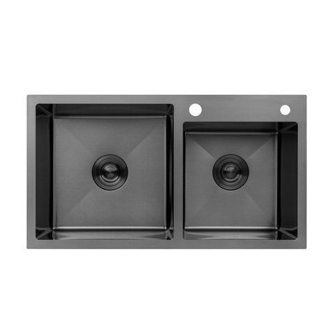 Кухонна мийка Kroner KRP Schwarze - 7843ZHM PVD (3.0/1.0 мм) CV022797 фото
