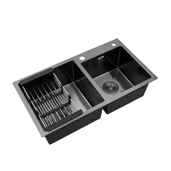 Кухонна мийка Kroner KRP Schwarze - 7843ZHM PVD (3.0/1.0 мм) CV022797 фото