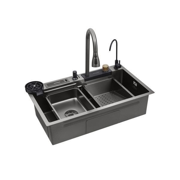 Кухонна мийка Kroner KRP Schwarze - SET7545NB PVD (3.0/0.8 мм) CV033805 фото