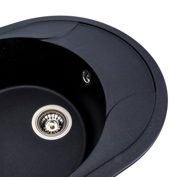 Гранітна мийка для кухні Platinum 5847 ONYX матова (чорний металік) 38978 фото