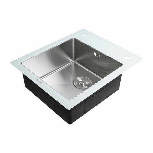 Кухонна мийка Handmade WHITE GLASS 600х510х200 23642 фото