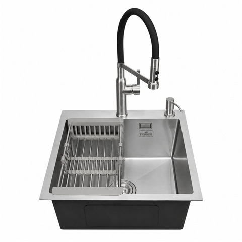 Комплект кухонної мийки Kroner KRP Geb&uuml;rstet 50х50HM ST04 BLK SL43479 фото
