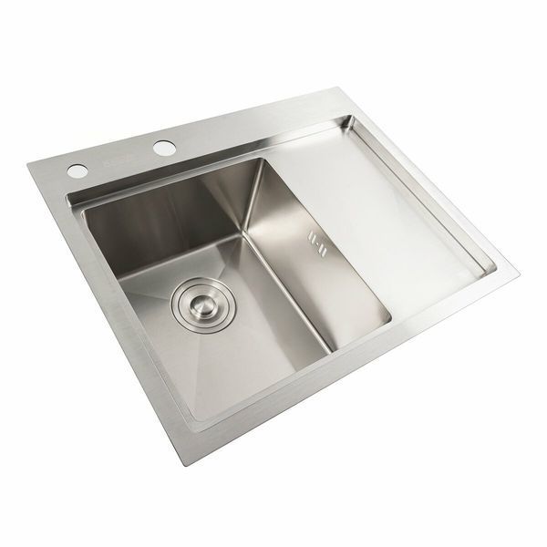 Кухонная мойка нержавейка 58*48 L Platinum Handmade (два отверстия, круглый сифон 3,0/0,8) 42228 фото