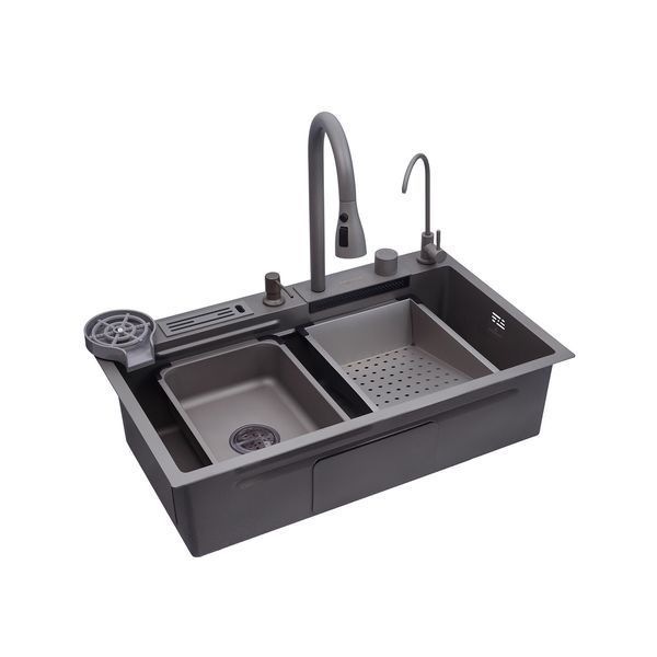 Кухонна мийка Kroner KRP Schwarze - SET7545NG PVD (3.0/0.8 мм) CV033806 фото