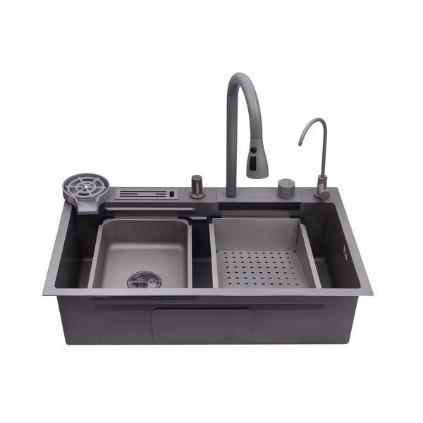 Кухонна мийка Kroner KRP Schwarze - SET7545NG PVD (3.0/0.8 мм) CV033806 фото