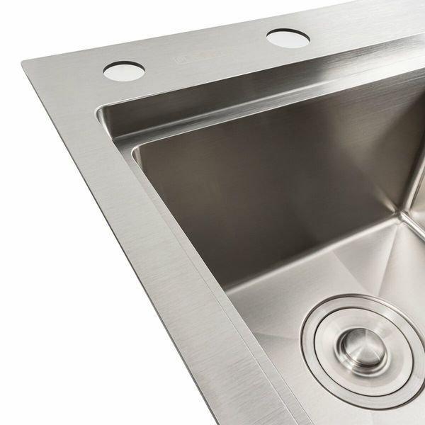 Кухонная мойка нержавейка 58*48 L Platinum Handmade (два отверстия, круглый сифон 3,0/0,8) 42228 фото