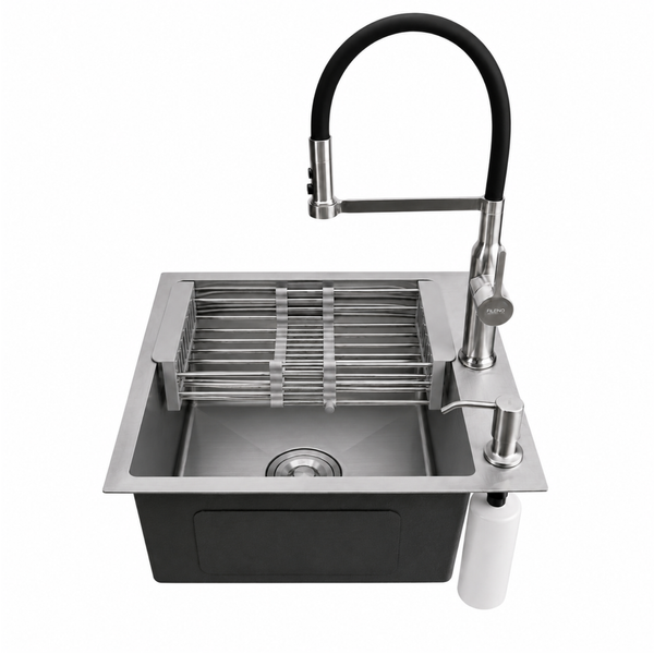 Комплект кухонной мойки Kroner KRP Geb&uuml;rstet 50х50HM ST04 BLK SL43479 фото