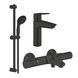 Набор смесителей 3 в 1 для ванной комнаты Grohe QuickFix Start Black UA303304TM