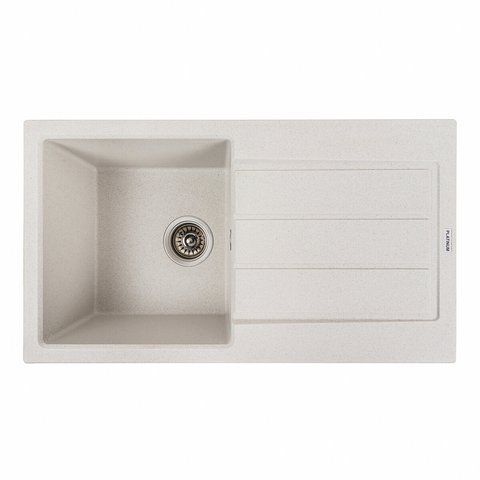 Гранитная мойка для кухни Platinum 7843 SOLID матовая Белая в точку 42235 фото