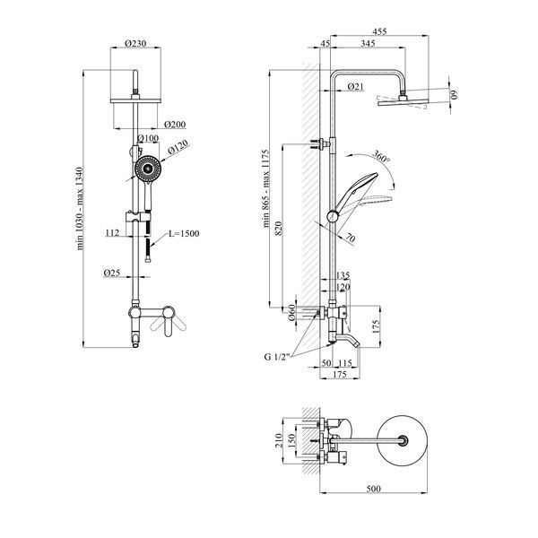 Душевая система Agua Elposo - INOX064AM CV035464 фото