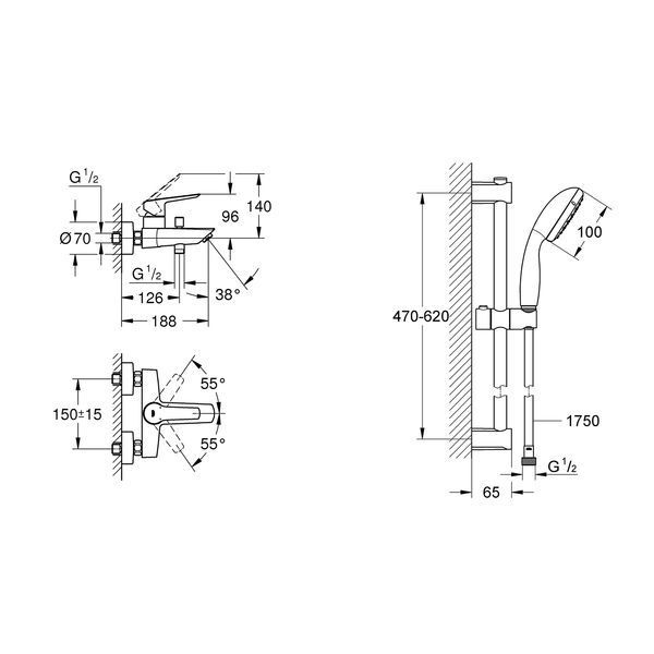 Смеситель для ванны Grohe QuickFix Start Black UA30330702 CV032745 фото