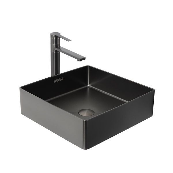 Умивальник Platinum Handmade PVD чорний 400x400 мм 23600 фото