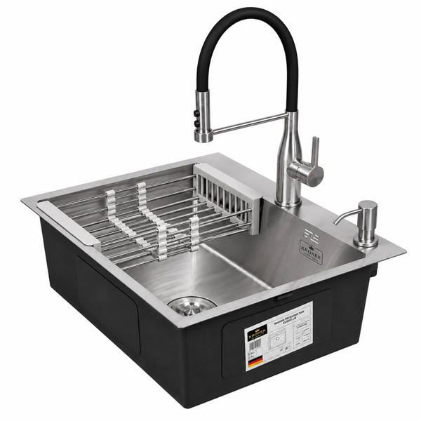 Комплект кухонної мийки Kroner KRP Geb&uuml;rstet - 6050HM C03111BLK ST51356 фото